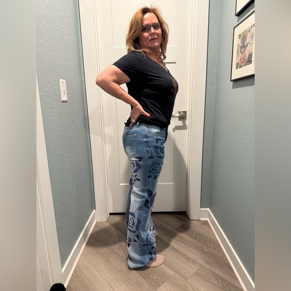 Oli & Hali Blue Floral Wide Leg Jeans - Picture 9 of 10